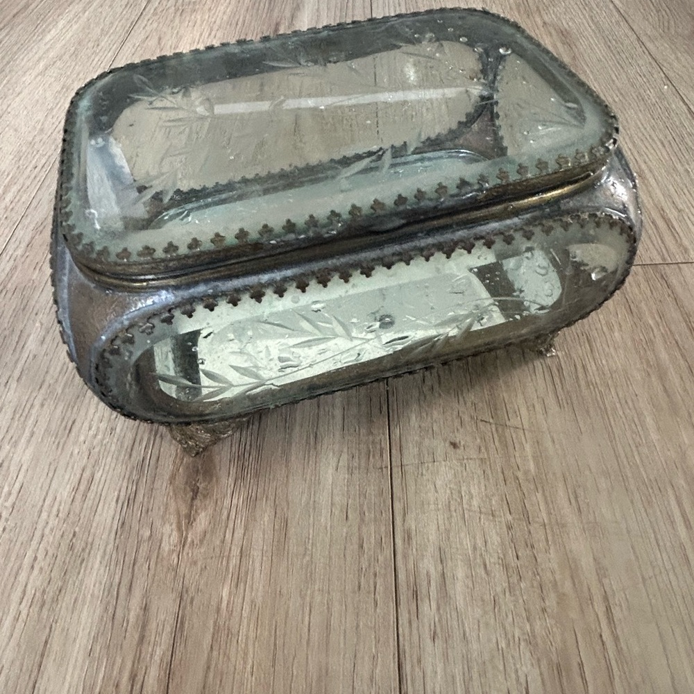 Zara home glass jewellery box with mirrored bottom
